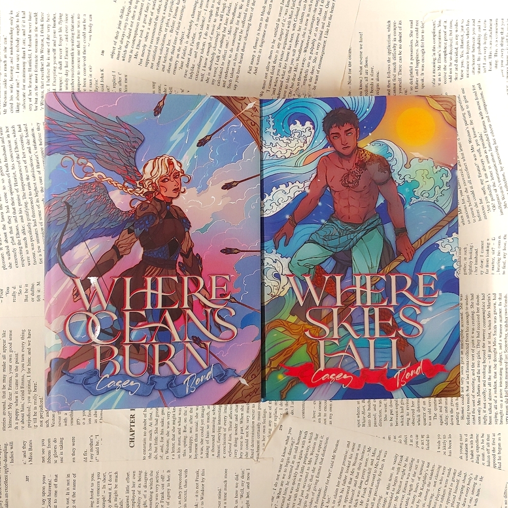 Fae Crate editions of Where Oceans Burn and Where Skies Fall by Casey Bond